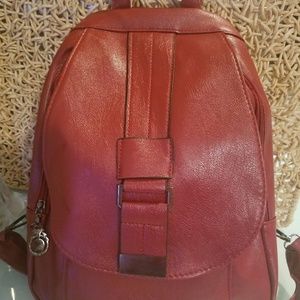 Red Wine Back Pack Sling Bag Leather
